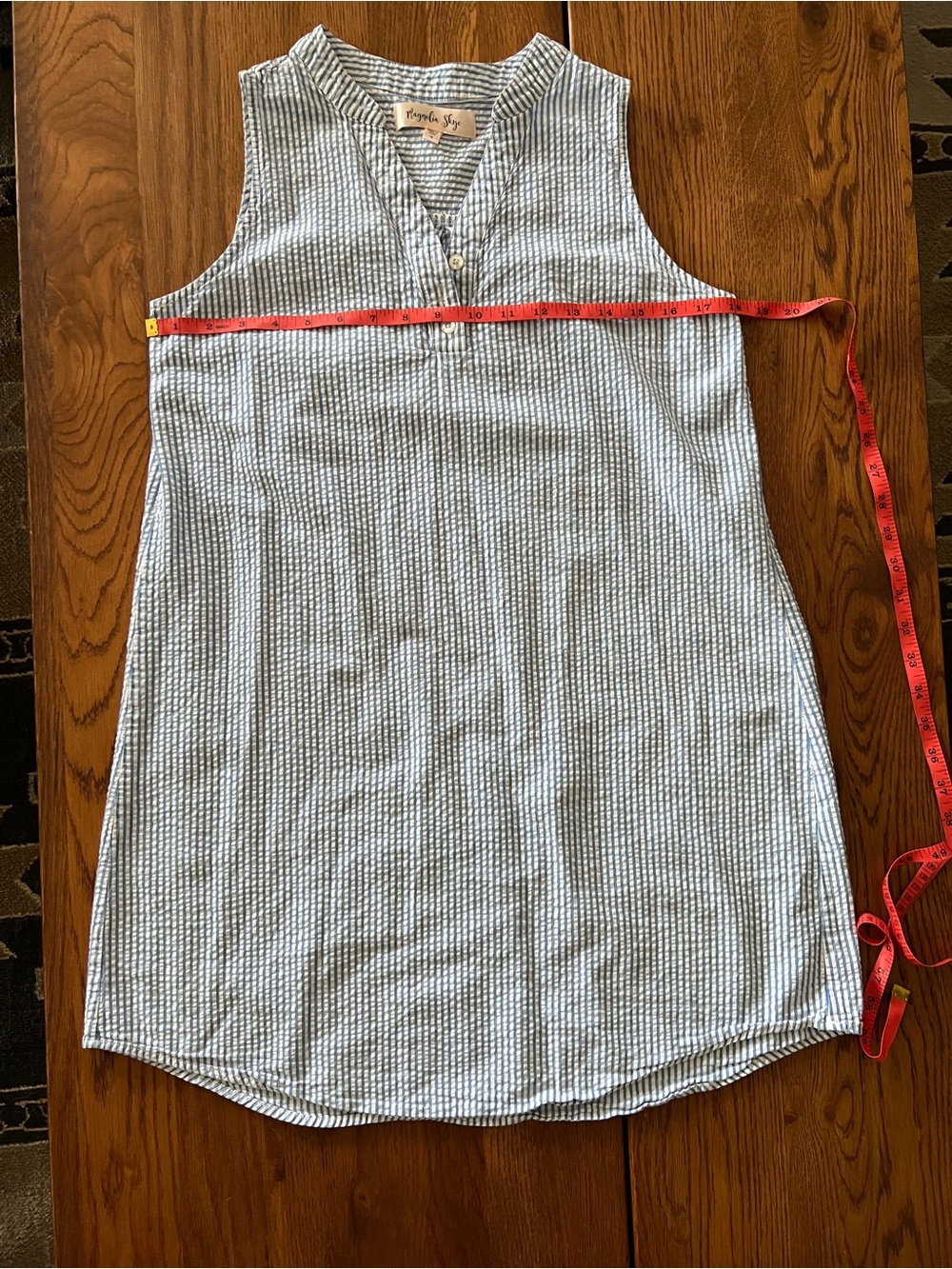 Magnolia Skye Blue & White Striped Tank Dress – Size Small